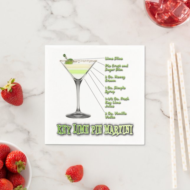 Serviette En Papier Key Lime Pie Martini Cocktail Recette Art (En situation)