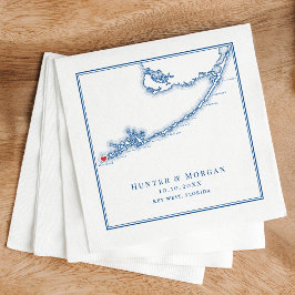 Serviette En Papier Key West FL Map Élégant Mariage bleu marine