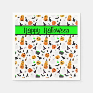 Serviette En Papier Kid Halloween Ghost Citrouille Black Chat Personna