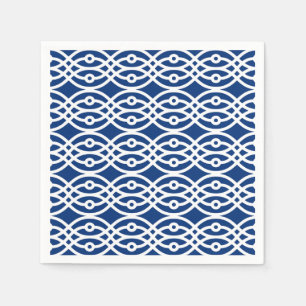 Serviette En Papier Kimono, bleu marine et blanc