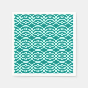 Serviette En Papier Kimono imprimé, turquoise et aqua