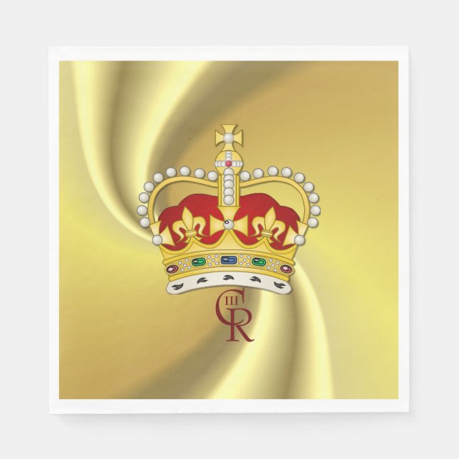 Serviette En Papier King Charles III Monogramme et Crown Napkin (Devant)