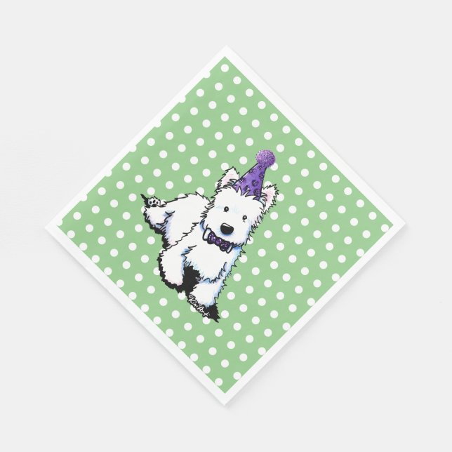 Serviette En Papier KiniArt Westie Anniversaire (Coin)