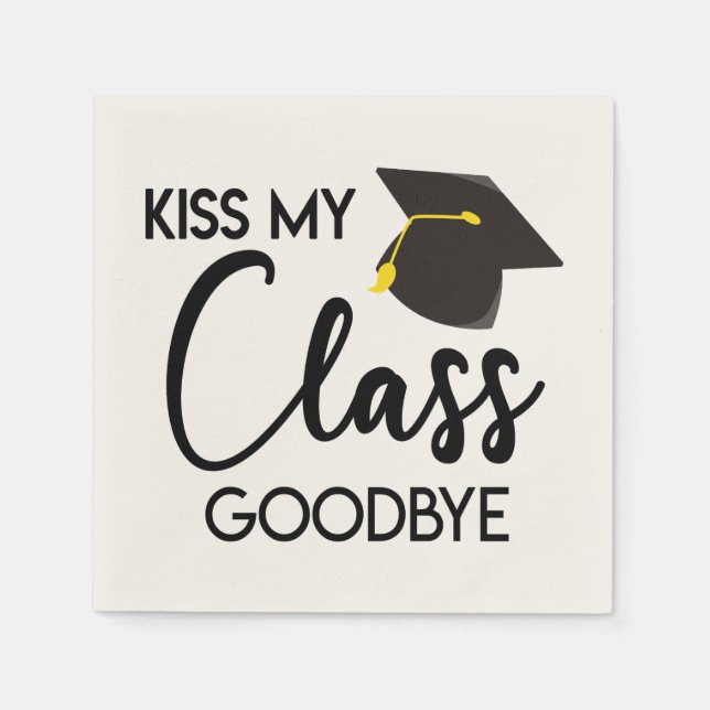Serviette En Papier Kiss My Class Goodbye Black White Graduation Party (Devant)