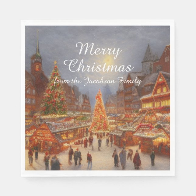 Serviette En Papier Kitsch Nostalgale Allemand Salutations marché de N (Devant)