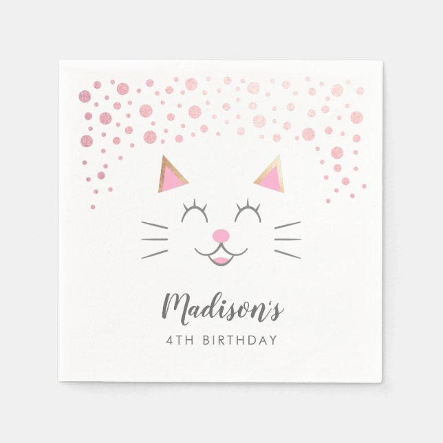 Serviette En Papier Kitty Chat Thème Anniversaire Fête (Devant)