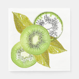 Serviette En Papier Kiwi, fruité, vert et blanc, frais, juteux, blanc