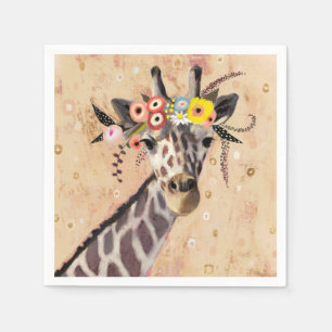 Serviette En Papier Klimt Giraffe Couronne De Fleurs