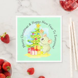 Serviette En Papier Koala avec arbre, fête de Noël australienne