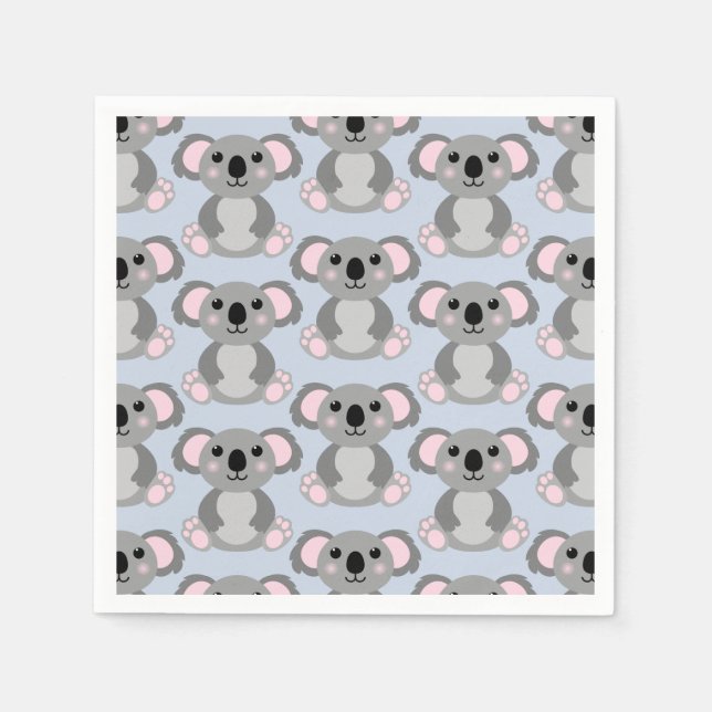 Serviette En Papier Koala Bear Baby shower Blue Boy (Devant)
