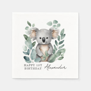 Serviette En Papier Koala Bear Boys 1ère fête d'anniversaire