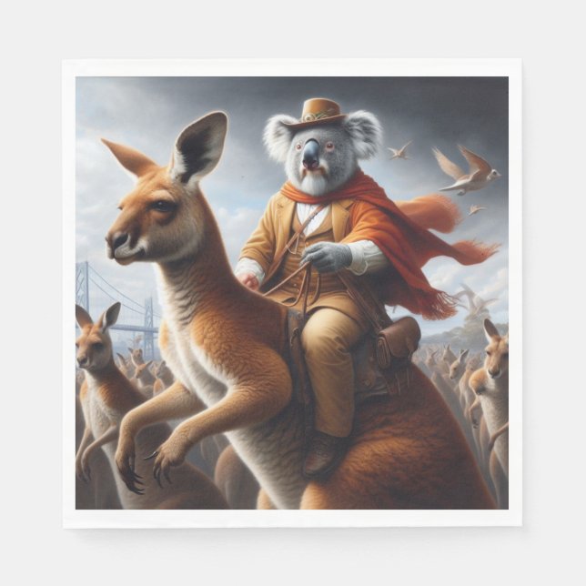 Serviette En Papier Koala Kangaroo Rider (Devant)