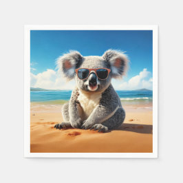Serviette En Papier Koala sur une plage de sable