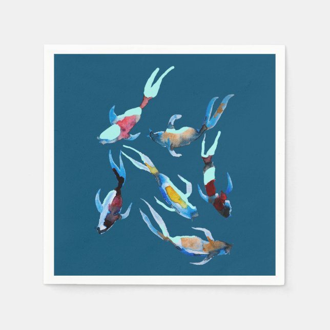 Serviette En Papier koi Fish aquarelle art japonais (Devant)