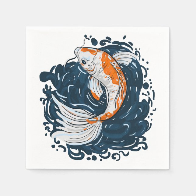 Serviette En Papier Koi Poisson maître de courbure (Devant)