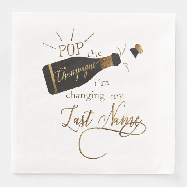 Serviette En Papier Kundenspezifisch "Pop the champagne" Hochzeit (Devant)