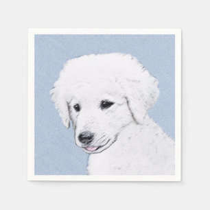 Serviette En Papier Kuvasz Painting - Cute Original Dog Art