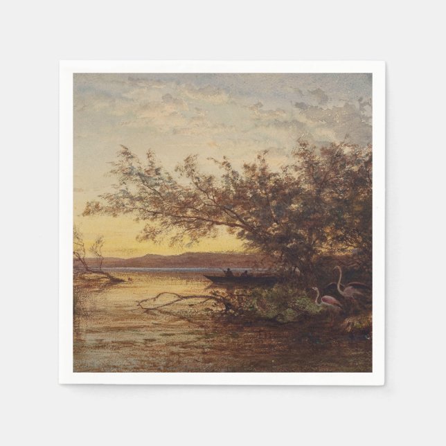 Serviette En Papier La Camargue, Coucher De Soleil - Félix Ziem (Devant)