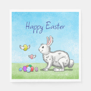 Serviette En Papier La chasse aux œufs du lapin de Pâques