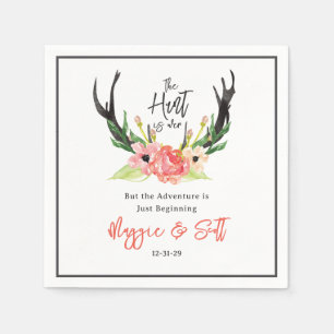 Serviette En Papier La chasse est au-dessus de Boho rustique Antler Fl