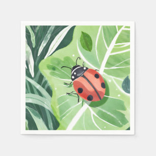 Serviette En Papier La coccinelle   Jolie peinture à l'aquarelle