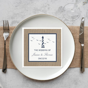 Serviette En Papier La collection Mariage de Burlap du phare nautique