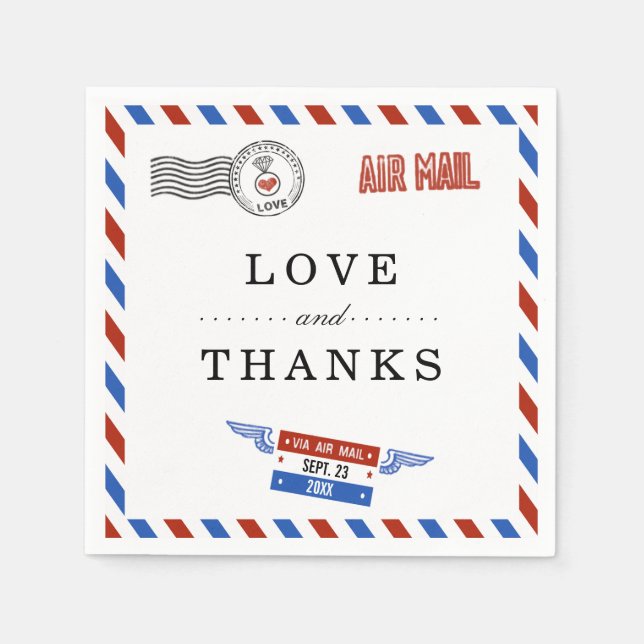 Serviette En Papier La collection moderne de Mariages Airmail (Devant)
