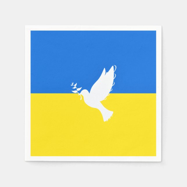Serviette En Papier La colombe de la paix - Drapeau de l'Ukraine - Lib (Devant)