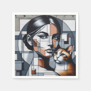 Serviette En Papier La dame du chat Graffiti