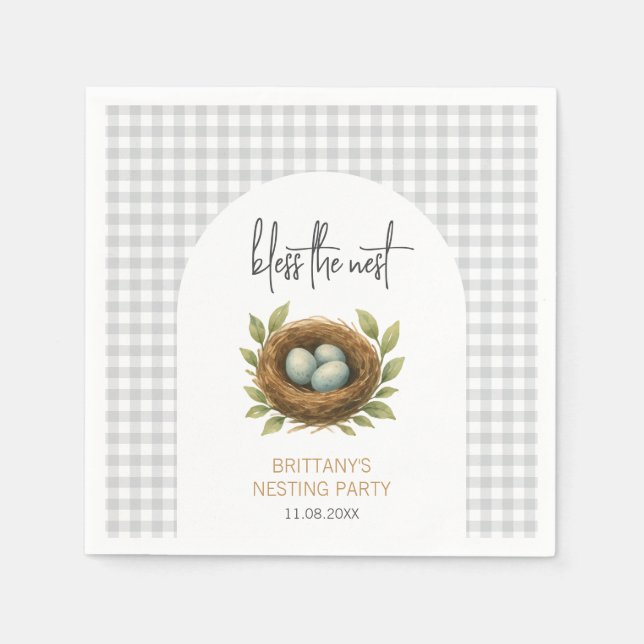 Serviette En Papier La fête de nidification bénit le Baby shower neutr (Devant)