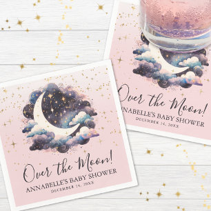 Serviette En Papier La Fille Au-Dessus Du Baby shower Lune