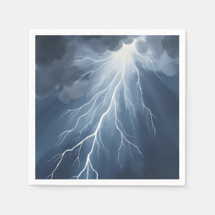 Serviette En Papier La foudre frappe   Ciel orageux Aquarelle