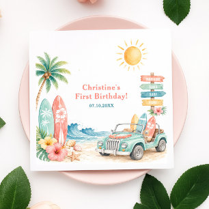 Serviette En Papier La Grande Première Plage de Surf 1er Anniversaire