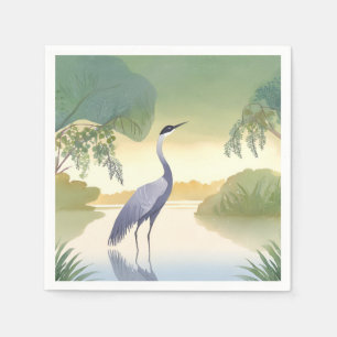 Serviette En Papier La Grue Oiseau Magnifique Aquarelle