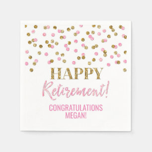 Serviette En Papier La joyeuse retraite de Confetti en or rose