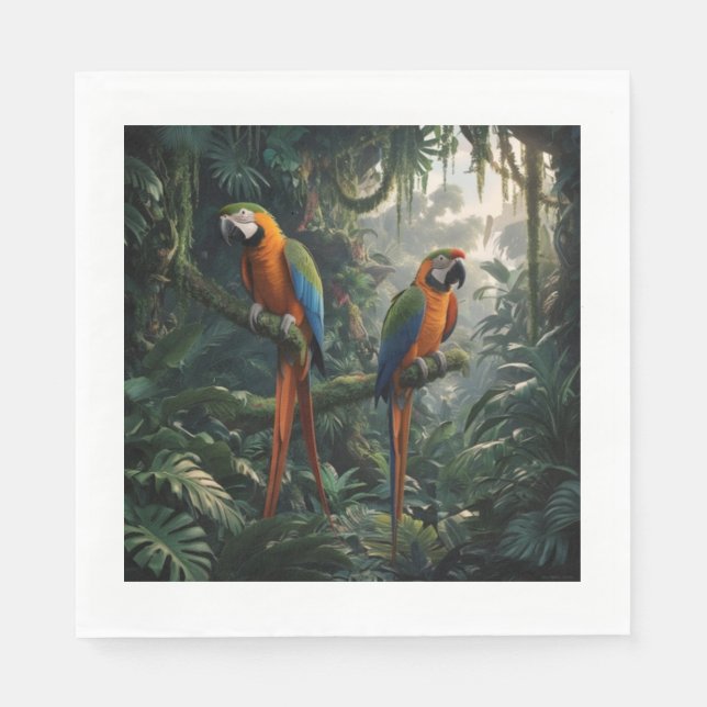 Serviette En Papier La jungle des perroquets (Devant)