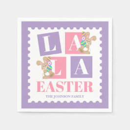 Serviette En Papier La La Lapin de Pâques Fête Pastel