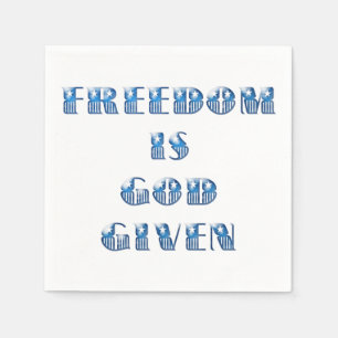Serviette En Papier La liberté est donnée par Dieu, bleu