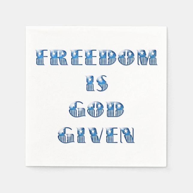 Serviette En Papier La liberté est donnée par Dieu, bleu (Devant)