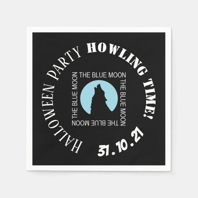 Serviette En Papier La Lune Bleue, La fête d'Halloween Napkin (Devant)