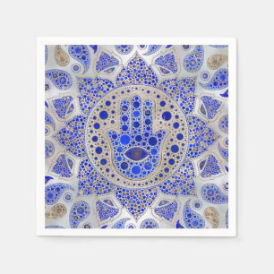 Serviette En Papier La main de Hamsa sur la mère de la perle