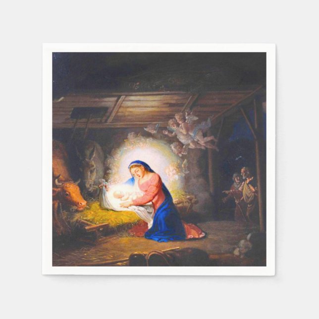 Serviette En Papier La Nativité du Christ (Devant)