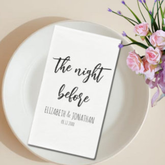Serviette En Papier La Nuit Avant Le Dîner De La Répétition Mariage
