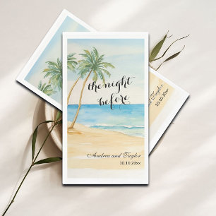 Serviette En Papier La nuit d'avant plage et palmiers Mariage