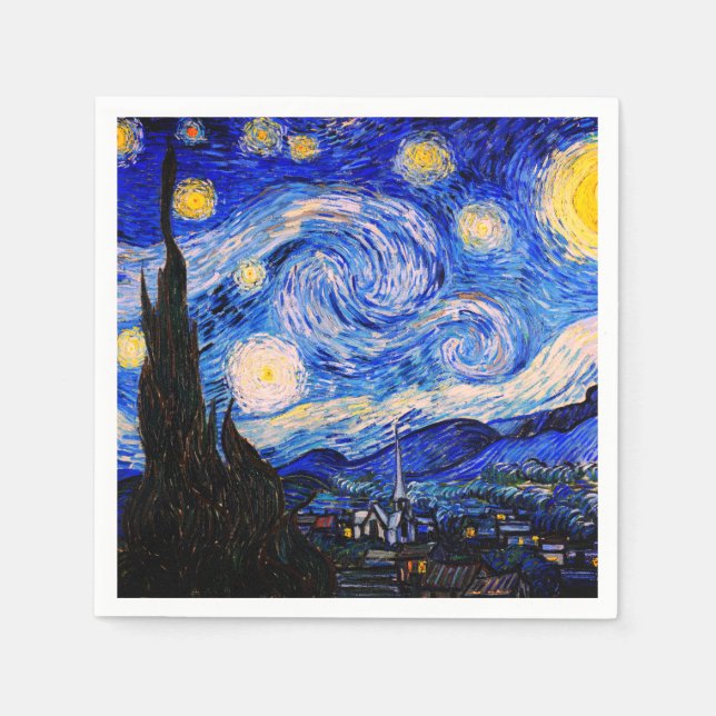 Serviette En Papier La nuit étoilée par Vincent Van Gogh (Devant)