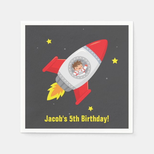 Serviette En Papier La partie de l'espace de bateau de Rocket (Devant)