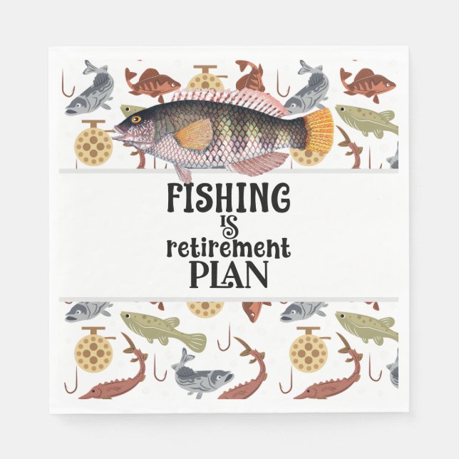 Serviette En Papier La pêche est mon plan de retraite (Devant)