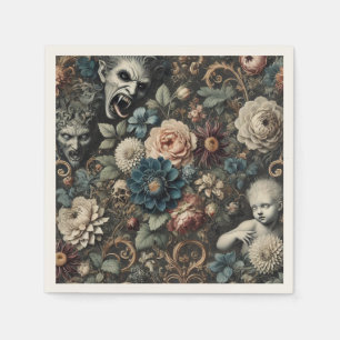 Serviette En Papier La pépinière tombée - Design floral gothique