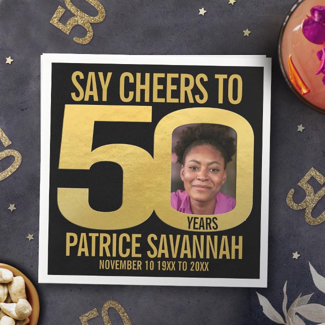 Serviette En Papier La photo du 50e anniversaire applaudit les serviet (Créateur téléchargé)