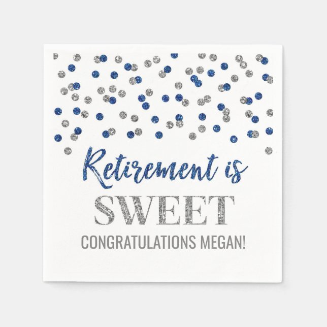 Serviette En Papier La retraite en argent bleu est douce (Devant)